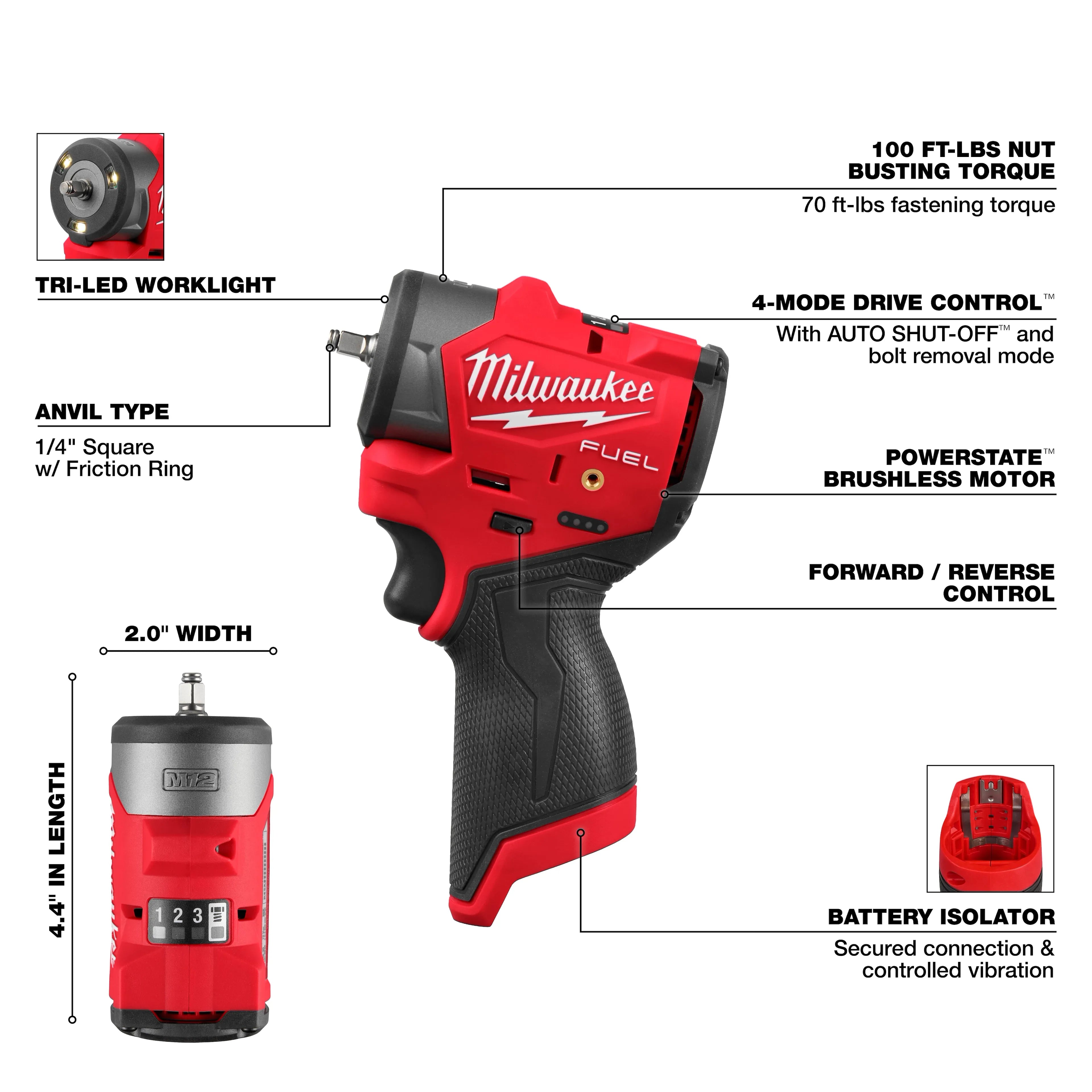 M12 FUEL™ 1/4" Subcompact Impact Wrench w/ Friction Ring with FREE socket set