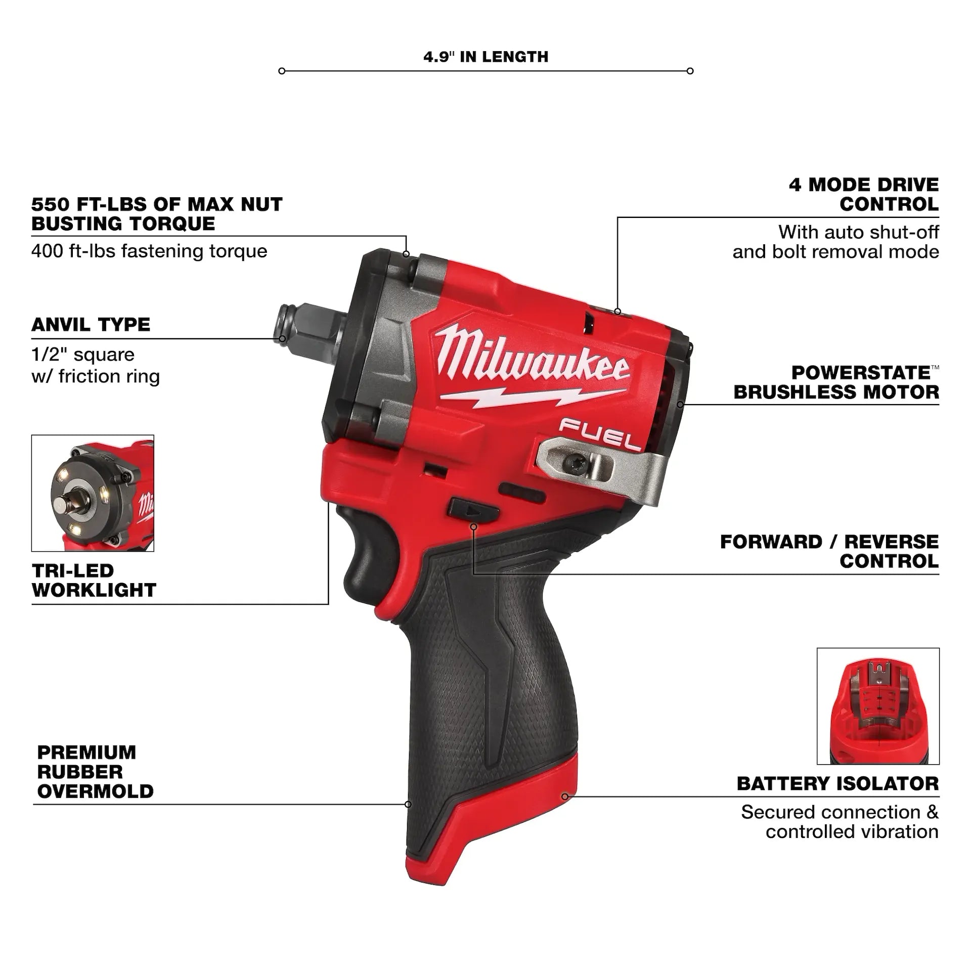 M12 FUEL™ Stubby 1/2" Impact Wrench with FREE battery