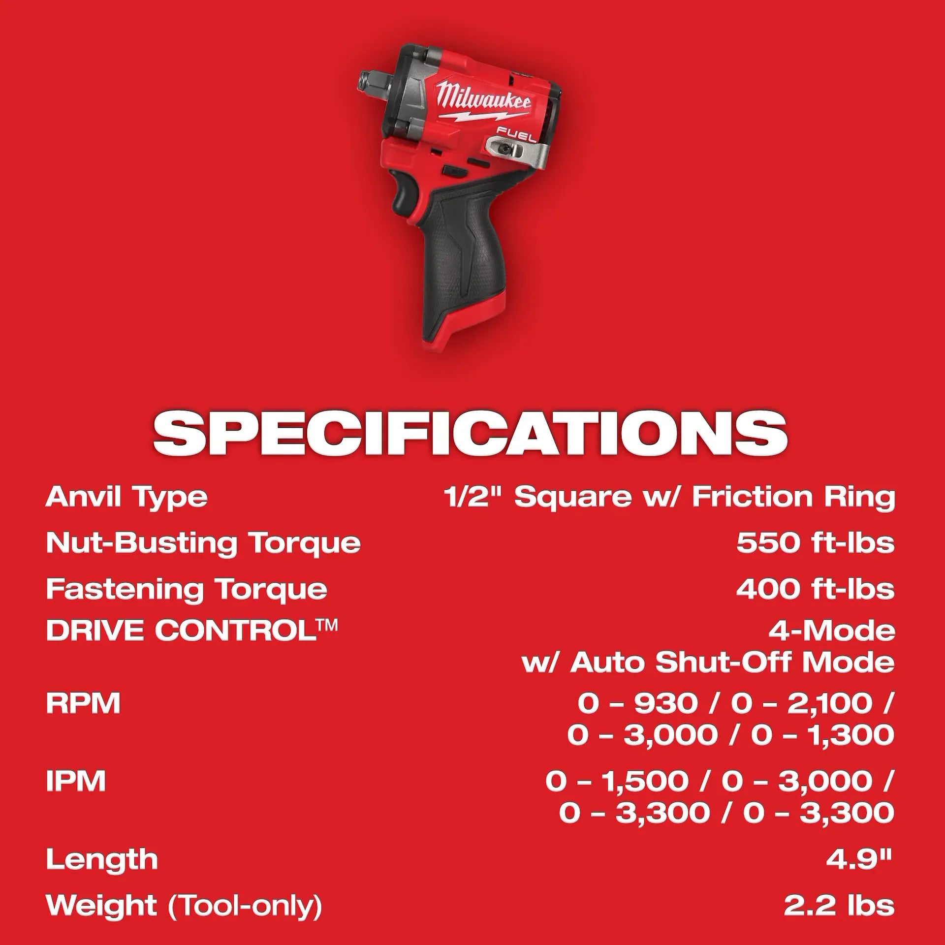 M12 FUEL™ Stubby 1/2" Impact Wrench with FREE battery